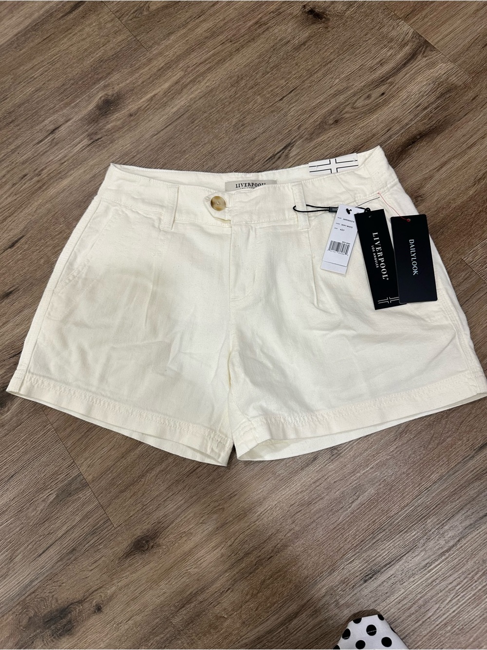 Liverpool Off-White High Waist Cotton Blend Shorts